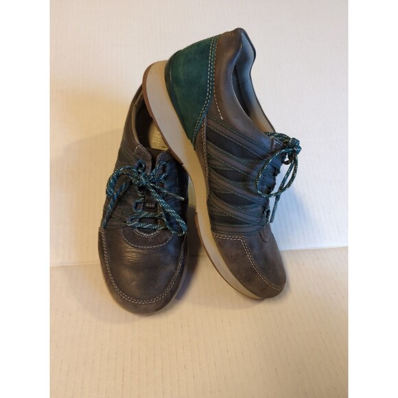 Dansko Gabi Sneakers Womens 37 US 6.5-7 Gray Green Leather Burnished Nubuck - Picture 1 of 7